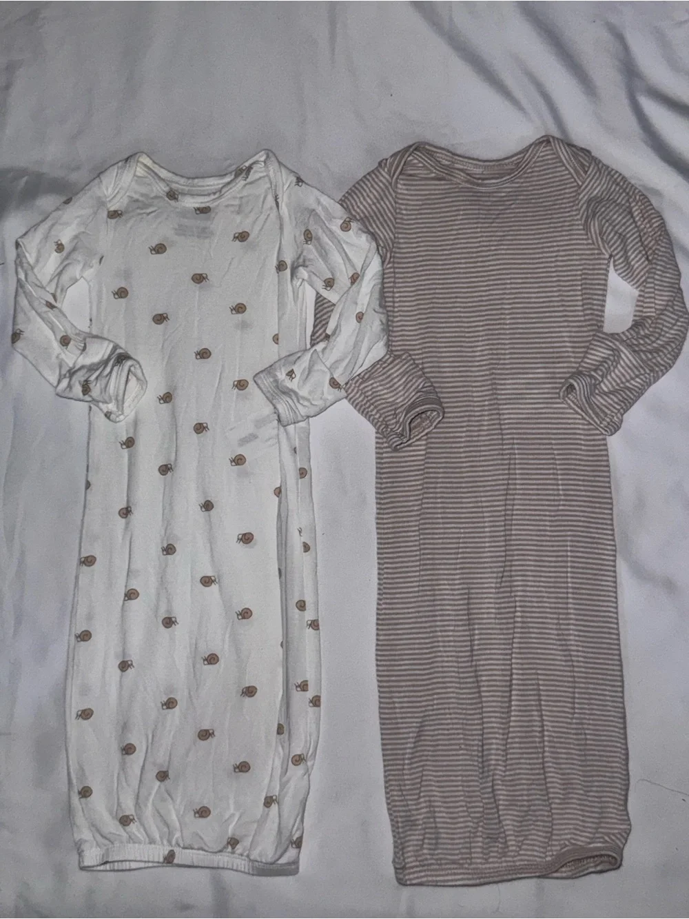 Carter's size newborn Neutral Snail and Striped Newborn Gown bundle